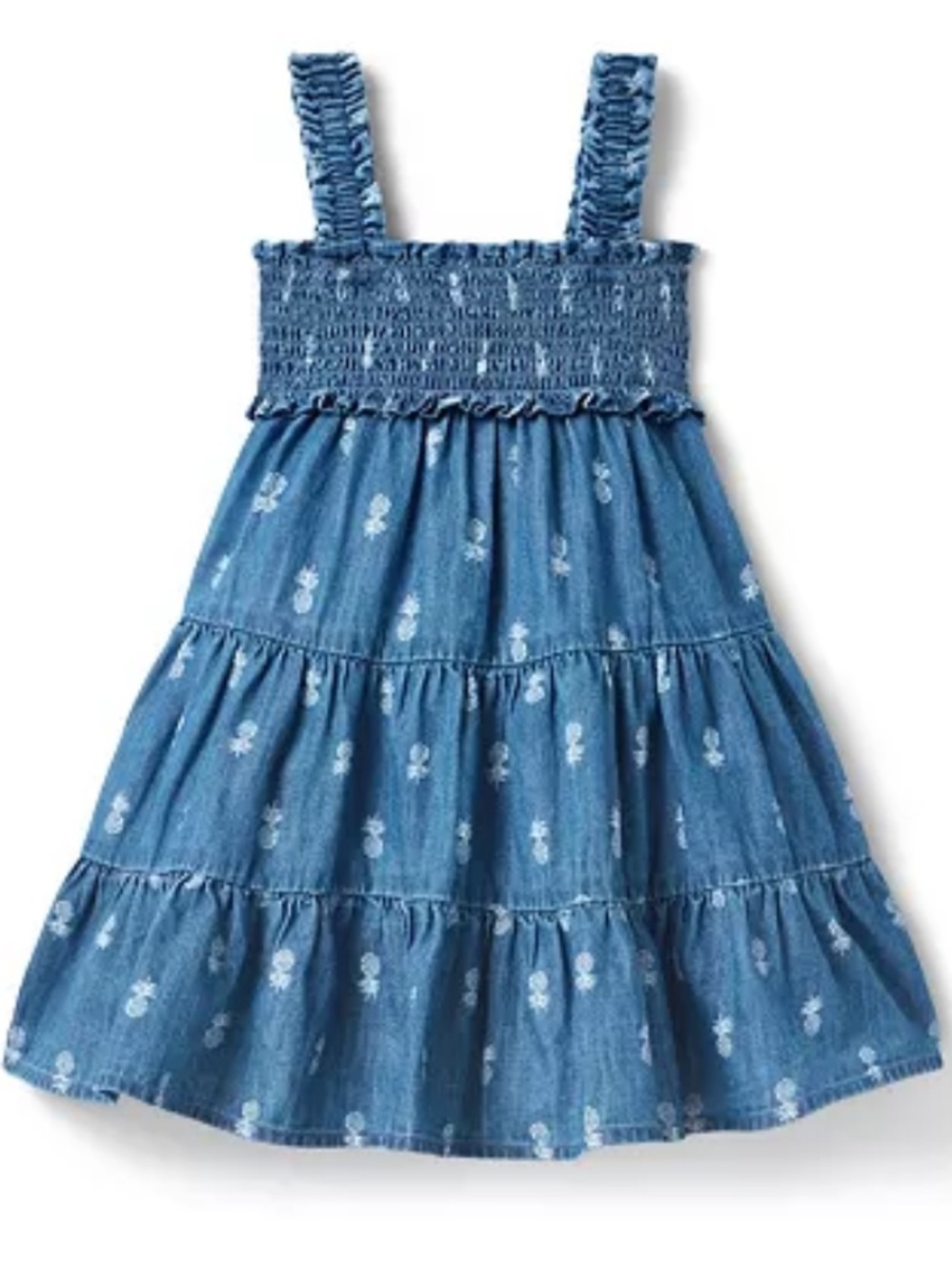 Janie and Jack Blue Chambray Pineapple Tiered Dress